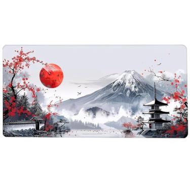 Imagem de Almofadas de mouse para mesa grande | Tapete decorativo para ratos de jogo, tapete de mesa para laptop estilo chinês de 15,8 x 35,4 polegadas para sala de jogos, teclado antiderrapante