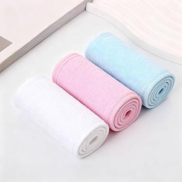 Imagem de Pacote com 3 faixas faciais para cuidados com a pele, remoção de maquiagem, uso em spa – faixa de cabelo ajustável para mulheres e homens (branco + rosa + azul claro)