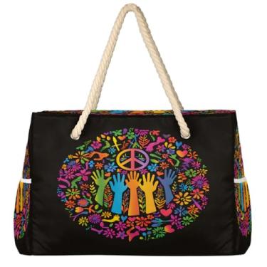 Imagem de hongjinglin Bolsa de praia grande, leve, dobrável, com balão fofo, unicórnio, piscina, bolsa de ombro, Cor 5, Large