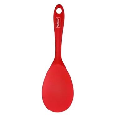 Imagem de Colher de Cabo Curto de Silicone,Colheres para Servir Arroz, Conchas - Vermelha