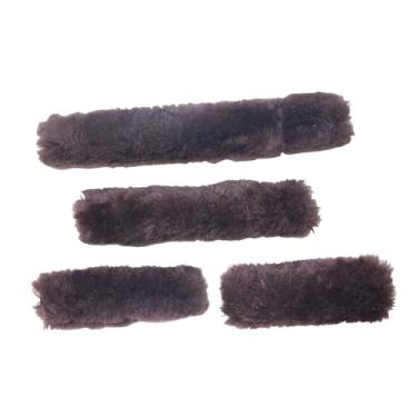 Imagem de Aymzbd Conjunto de 4 peças de para cabresto de cavalo, acessórios para cavalos, capa macia para focinheira, tubos de pelúcia para cabresto para uso no, Marrom