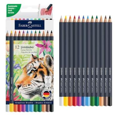 Imagem de Faber-Castell Lápis de cor Goldfaber: lápis de cor profissional com layout suave, pigmento rico, núcleos resistentes a quebras, ótimos para iniciantes, adolescentes e adultos para colorir (12 unidades