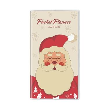 Imagem de Calendário de bolso 2025-2026, planejador de bolso pequeno de Natal 2026 para bolsa - 17 cm x 9,4 cm - de janeiro de 2025 a dezembro de 2026, agenda mensal diária com capa de PVC para planejamento