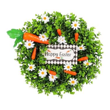 Imagem de KiBcsLic Guirlanda de Cenouras de Páscoa para Porta de Entrada, Margarida Artificial, Flor E Adereço para Fotos, Eucalipto Verde para