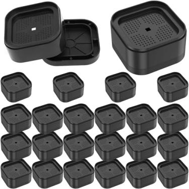 Imagem de KHZSPP 24 peças de elevação para móveis 1 2 7,6 cm com fundo antiderrapante, elevadores de cama ajustáveis resistentes, blocos de elevação de cama empilháveis quadrados para mesa mesa sofá cadeira