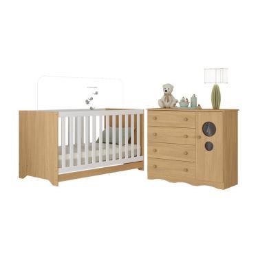 Imagem de Berço Americano 3 em 1 com Cômoda 1 Porta 4 Gavetas Sonho Multimóveis MP4709