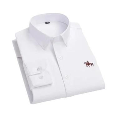 Imagem de Camisa Social Masculina De Algodão Oxford De Manga Longa Para Primaver