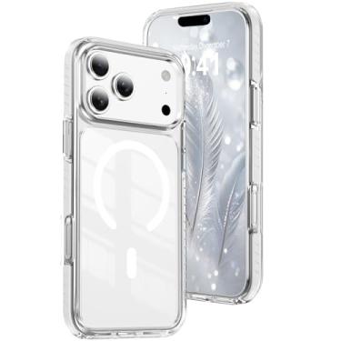 Imagem de LEMAXELERS Capa magnética para iPhone 17 Pro, compatível com Magsafe de grau militar, à prova de choque, antiamarelamento, capa fina para iPhone 17 Pro de 6,3 polegadas, branca JW