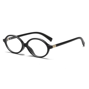 Imagem de SUNBSR Óculos de sol retrô ovais para mulheres e homens, modernos, redondos, óculos de sol de tartaruga, óculos de sol vintage dos anos 90, T preto, MM