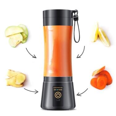 Imagem de Liquidificador portátil para smoothies e shakes - liquidificador pessoal com copo de viagem de 340 g, sem batidas, 6 lâminas de aço inoxidável, espremido recentemente para escritório/piquenique