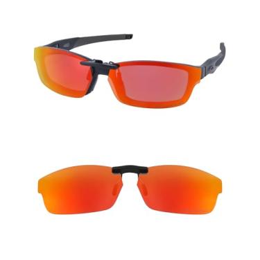 Imagem de HILEEN Clip-on polarizado para óculos de sol Oakley Crosslink OX8027 53-17, Vermelho fogo, 53-17
