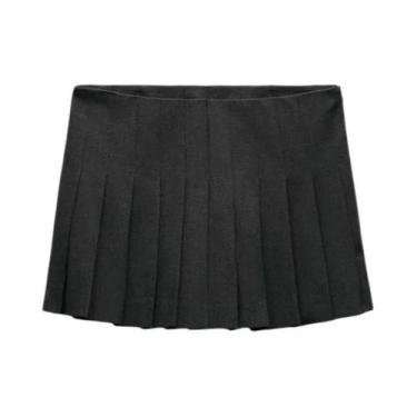 Imagem de Saia Mini Plissada Larga Feminina Outono Inverno Elegante Casual ETJ 2