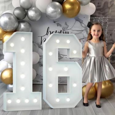 Imagem de Marquee Numbers imprsv 120 cm de altura, branca, decoração de aniversá