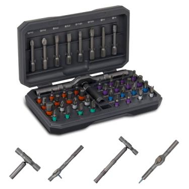 Imagem de Conjunto de chave de fenda magnética 42 em 1, conjunto de chave de fenda catraca, kit de chave de fenda multibrocas com capa, alça removível, ferramenta de reparo portátil para eletrônicos, óculos