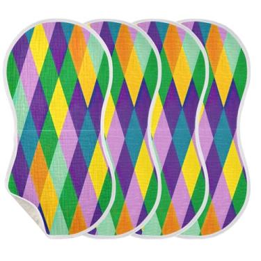 Imagem de Wassud Pacote com 2 panos coloridos de musselina para arrotos de algodão, toalhas de rosto absorventes e macios para arrotos para meninos e meninas recém-nascidos