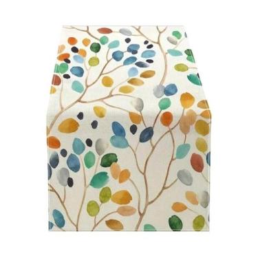 Imagem de Caminho De Mesa De Linho De Outono Estilo Fazenda Para Decoração De Re