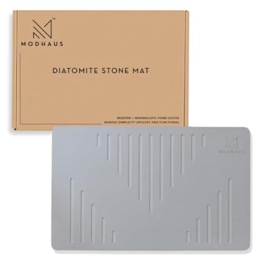 Imagem de MODHAUS Tapete de banho de pedra de diatomita, tapete de banheiro natural de secagem rápida, tapete de banheiro ecológico, antiderrapante, super absorvente, tapetes de banho de pedra fáceis de limpar