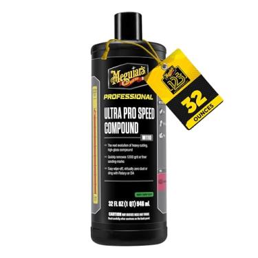 Imagem de Meguiar's O composto M11032 Mirror Glaze Ultra Pro Speed, composto de fricção para carros remove até 1.200 marcas de lixamento e deixa um acabamento sem redemoinhos de alto brilho, 946 ml ou 1 litro