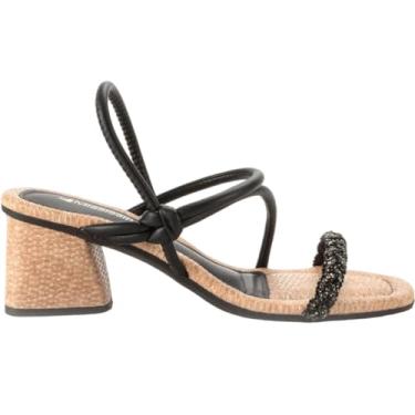 Imagem de Sandália Feminina Salto Casual Médio Dia a Dia Tira com Brilho Mississipi Q9703