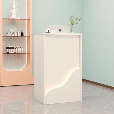 Imagem de Balcão de varejo moderno com gavetas para casa, escritório, salão, spas e lobby - balcão de recepção da recepção para caixa e varejo - Design compacto que economiza espaço (opções de cores disponíveis