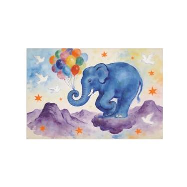 Imagem de BMZFYBS Impressão em tela de arte de parede animal - elefante e balão - pintura de decoração moderna - imagens para quarto de crianças escritório 20 x 30 cm 8 x 12 polegadas sem moldura