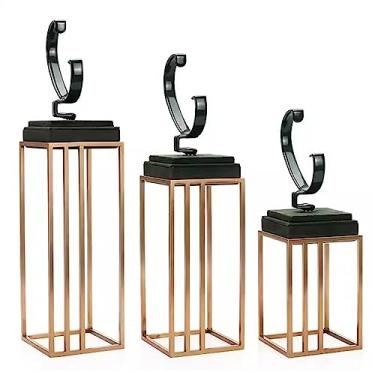 Imagem de VHDY85KA Suporte de joias com 3 peças, expositor de joias para exibição, suporte de relógio de metal para mulheres, exibição de joias de relógio pequeno para venda de fotos, suporte de exibição de