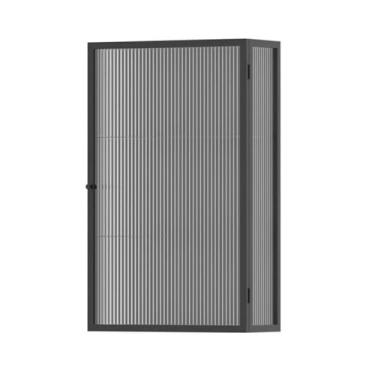 Imagem de Armário de armazenamento de vidro montado na parede com portas de vidro temperado, organizador de moldura de metal preto para cozinha e banheiro, armário de remédios de porta única, armário de parede