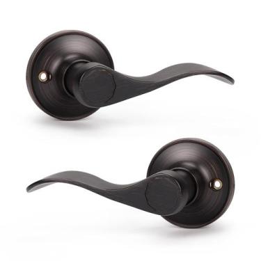 Imagem de Maçanetas de porta KNOBWELL Oil Rubbed Bronze Wave Style 10 conjuntos