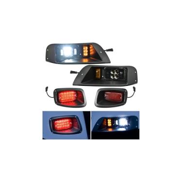 Imagem de SAUTVS Kit de faróis e lanternas traseiras de LED para E-Z-GO TXT 1995-2013, acessórios de carrinho de golfe 12 V, luz traseira frontal compatível com EZGO TXT 1995-2013 Carrinho de golfe padrão corpo