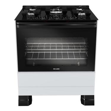 Imagem de Fogão a Gás 5 Bocas Mueller, Bivolt, Mesa de Vidro MFV5BF - Branco