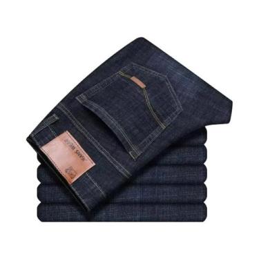 Imagem de Jeans Slim Fit Masculinos Skinny Clássicos Em Denim Azul Estilo Casual