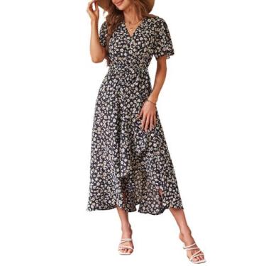 Imagem de Vestido PRETTYGARDEN Envelope Decote V Floral Boho Maxi G