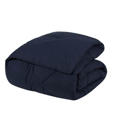 Imagem de Edredom Solteiro Unique Dupla Face Micropercal 200 Fios Toque De Algodão 1 Peça - Azul Marinho