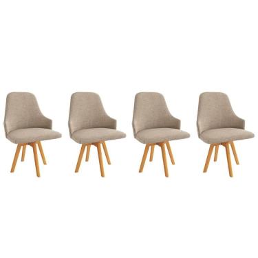 Imagem de Cadeiras Cozinha Suria 1c002ca Premium Madeira Maciça Kit 4 Un Carvalho/linho Bege Fendi Kappesberg