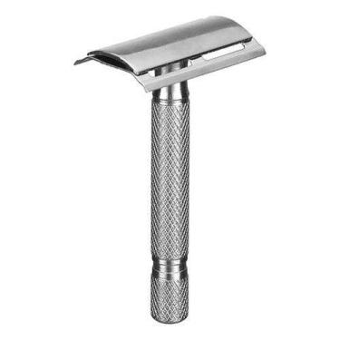 Imagem de Kit 3 Aparelho Barbear Clássico Antigo Inox Barbeador Lamina - sem mar