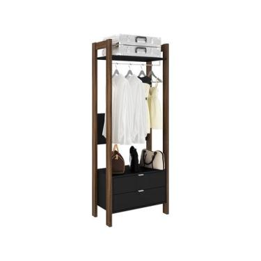 Imagem de Guarda-Roupa para Closet Aberto com Cabideiro 65x165cm Preto Tecno Mob