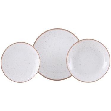 Imagem de Jogo de Pratos Tramontina Rústico Marrom em Porcelana Decorada 12 Peça