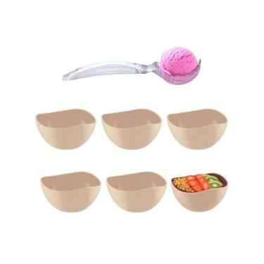 Imagem de Tigela Bowl Pote Sobremesa Bege Nude 6un e Colher de Sorvete - CASACHA