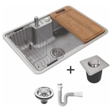 Imagem de Cuba Cozinha Docol Massima 68x48cm Com Acessorios E Lixeira