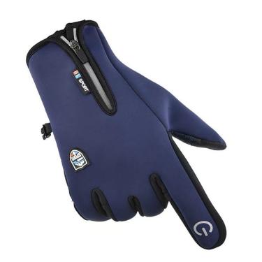 Imagem de Luva para Motociclista Inverno Azul com Touch Screen Cano Longo Modelo Motoqueiro Adequada para Moto OEM