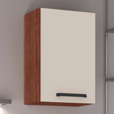 Imagem de Armário Suspenso de Cozinha Ametista 40cm 1 Porta MDP Basculante Nogueira Off White Kit...