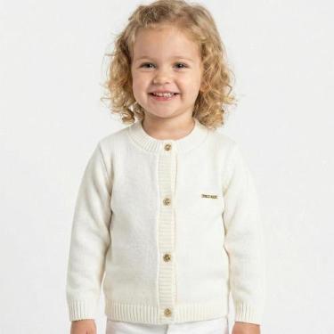 Imagem de Casaco Liso Tricô Kids Menina Off White Pérola, Branco, 4