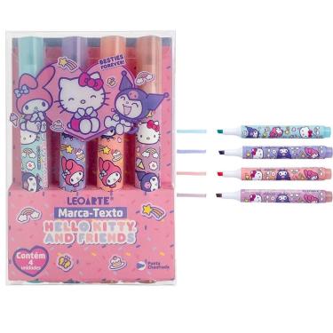 Imagem de Marca Texto Leoarte Hello Kitty e Amigos Ponta Chanfrada Estojo com 4 Cores