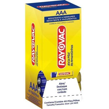 Imagem de Kit Pilha Zinco AAA Rayovac Palito 10 Pacotes com 4 Unidades Cada Amarelinhas Amarelo