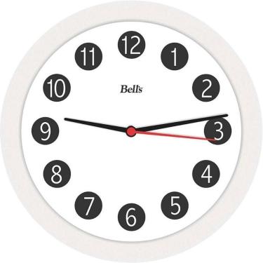 Imagem de Relógio de Parede Redondo Branco 21,7cm Design Clássico Minimalista em Polipropileno e PS Cristal