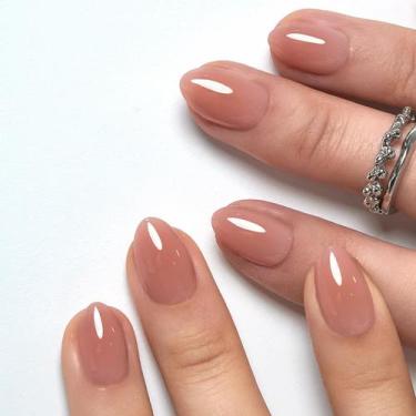 Imagem de Unhas Postiças CurvLife Gel Macio Extra Curtas Amêndoa Nude 32 Peças K