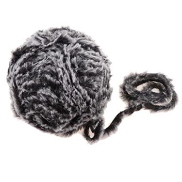 Imagem de LoveinDIY 32 metros de fio de lã grossa de pele sintética para projetos de tricô e crochê – preto e cinza