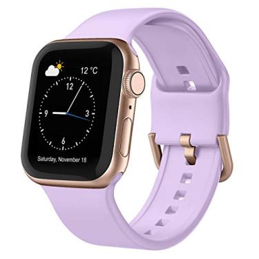 Imagem de Pulseira esportiva compatível com Apple Watch séries 10, 9, SE, 8, 7, 6, 5, 4, 3, 2 e 1 de 42 mm, 41 mm, 40 mm, 38 mm, lavanda
