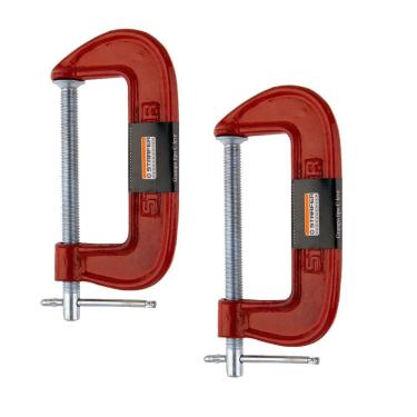 Imagem de Kit 2 Unidades Grampo Marceneiro Leve Tipo C Starfer 2 Pol.