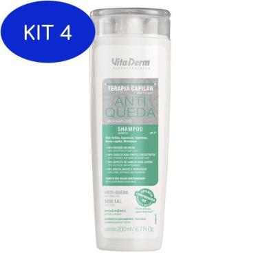 Imagem de Kit 4 Shampoo Anti Queda Vita Derm 200ml